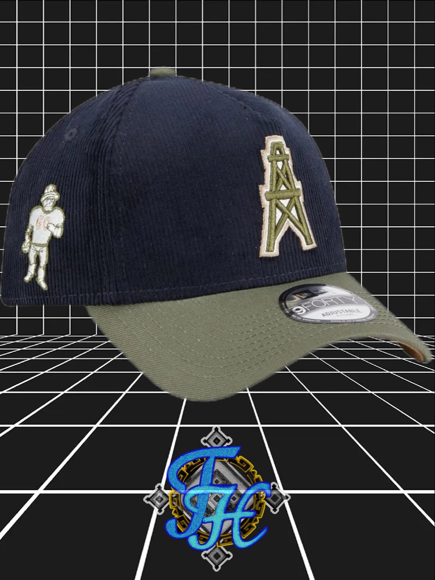 Oilers Navy A-Flame Snapback Hat 9Forty Edition